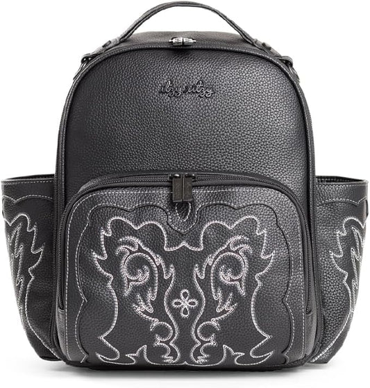 Itzy Ritzy Mini Diaper Bag Backpack – Chic, Compact Mini Plus Backpack with Changing Pad, 10 Pockets (6 Internal, 4 External), Grab-Top Handle & Rubber Feet (Outlaw)