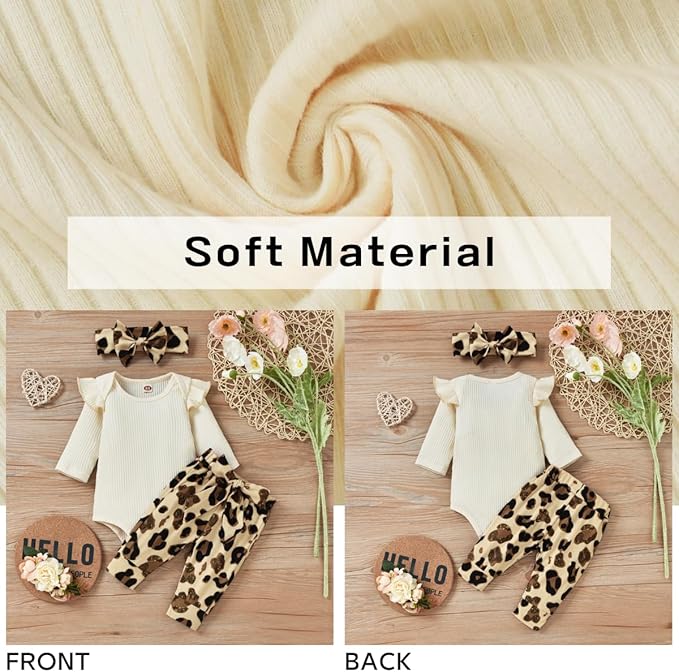 Aalizzwell Preemie Newborn Infant Baby Girls Clothes Ribbed Romper Bodysuit Pants Set Fall Winter Outfits