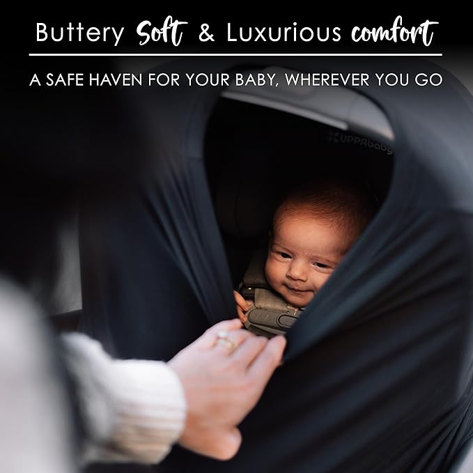 Milk Snob Original 5-in-1 Luxe Nursing Cover in Black - Added Privacy Breastfeeding Cover, Car Seat Cover for Carrier, Stroller, High Chair, Shopping Cart, Lounger Canopy, Newborn Essentials