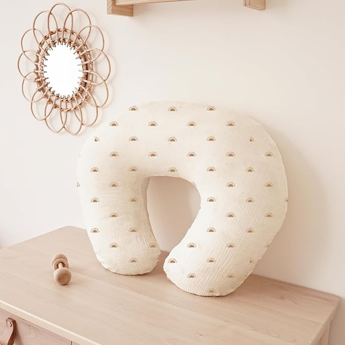 Konssy Muslin Nursing Pillow Covers, 100% Cotton Soft & Adorable Covers for Breastfeeding Pillows, Slipcovers for Newborn Baby Boys & Girls