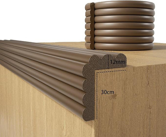 Baby Proofing Wall Corner Protector,Edge Guard Corner Protector,6.56ft Thinken Soft Corner Protectors Pre-Taped Soft Rubber Foam Edge Cushion for Furniture (Brown-L, 6.56Ft x 11.8" W x 0.47" Th)