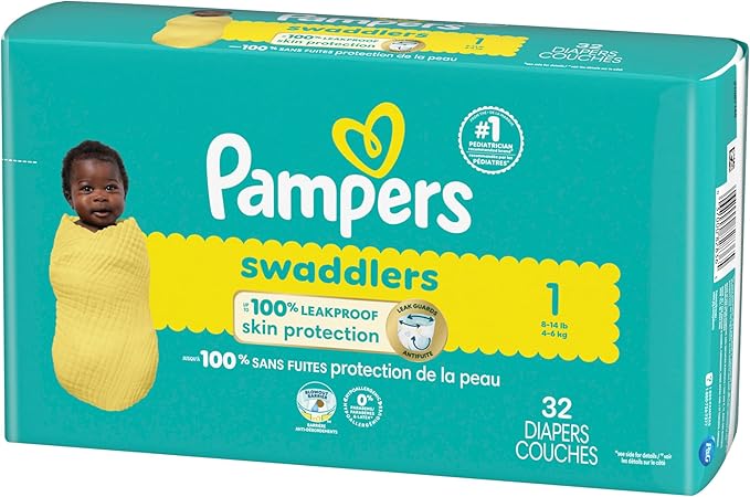 Pampers Baby Diapers - Swaddlers - Size 1, 32 Count, Ultra Absorbent Disposable Infant Diaper