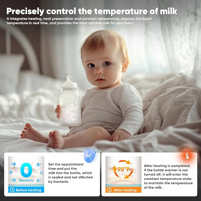 Portable Bottle Warmer for Travel, Bottle Warmer On The Go with Quick Heating, Preset Modes and PreciseTemperature Control, Water & Milk Warmer with Long Battery Life, Blue