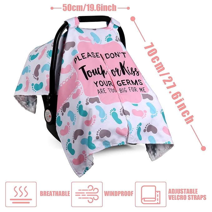 Metplus 2 in 1 Writing Style Baby Car Seat Cover, Car Seat Canopy for Babies, Mom Multiuse Nursing Cover, Minky Baby Carrier Covers, Newborn Boy Girl, Peekaboo Opening