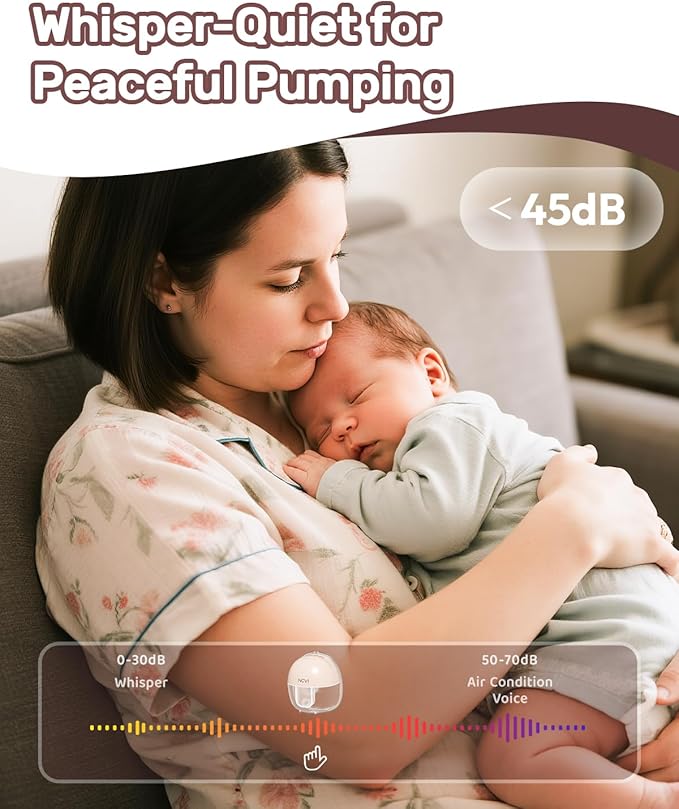 NCVI Wearable Hands Free Breast Pump, 4 Modes & 9 Levels with Multitronic Suction, Ultra-Quiet <45dB, Long Battery Life (150min), 21/24mm Flange Insert, Portable Electric Breastfeeding Pump for Moms
