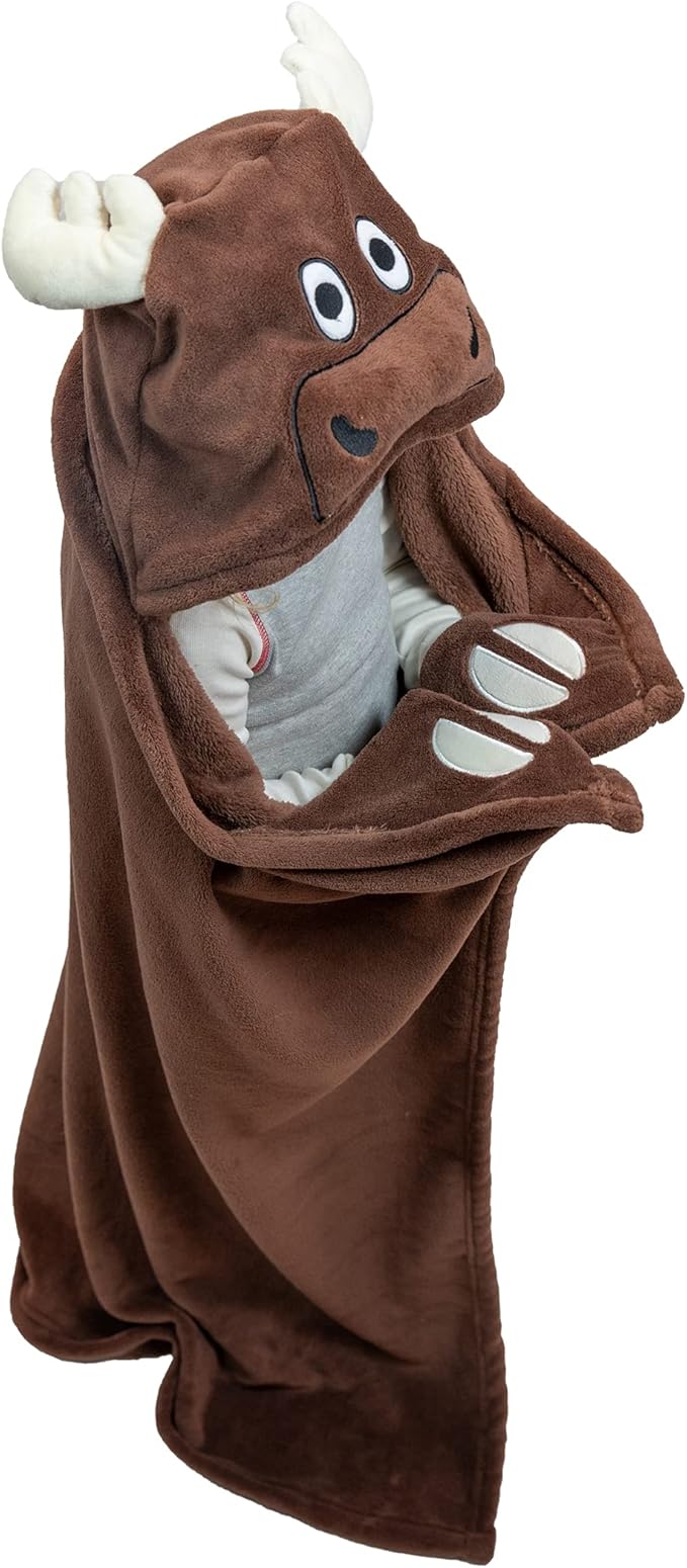 Lazy One Wearable Hooded Blanket for Kids, Animal Hooded Blanket (Moose)