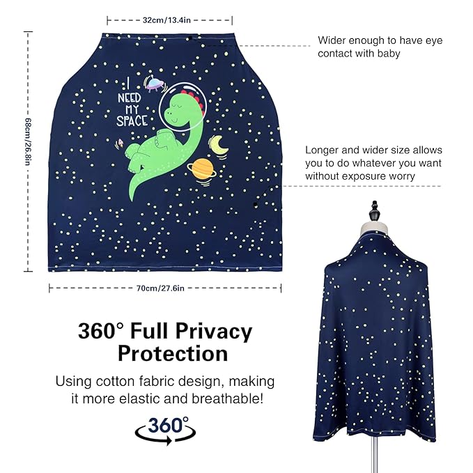 Metplus Car Seat Canopy Nursing Cover for Babies, Baby Carseat Cover Carrier Cover Breastfeeding Cover for Boys Girls, Soft Stretchy Breathable and Easy to Use, Infant Shower Gifts Newborn Essentials