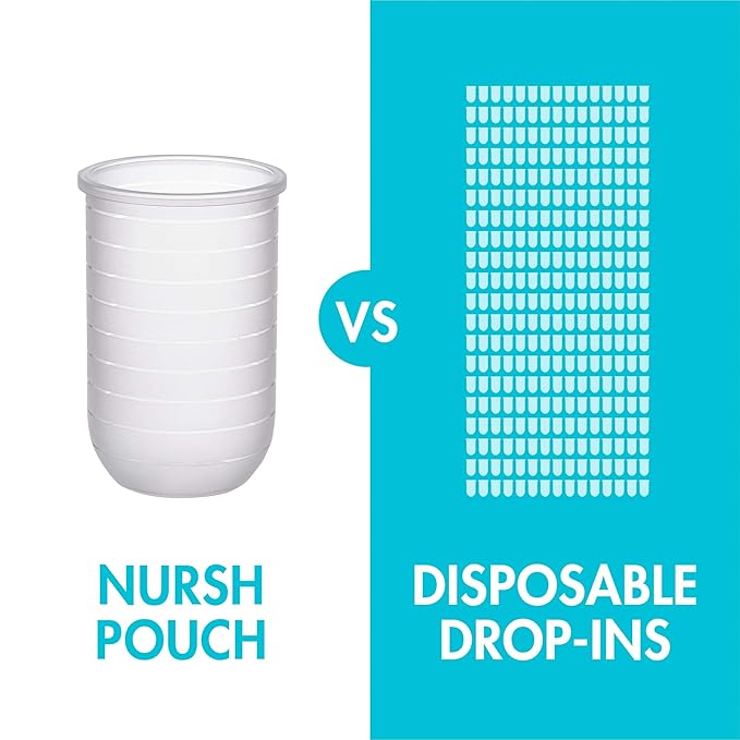 Boon Nursh Reusable Silicone Pouch Baby Bottles - Medium Flow Nipple - Silicone Baby Bottle Pouch and Nipple - Baby Feeding Essentials - Gray - 3-6 Months - 3 Count - 8 Ounce