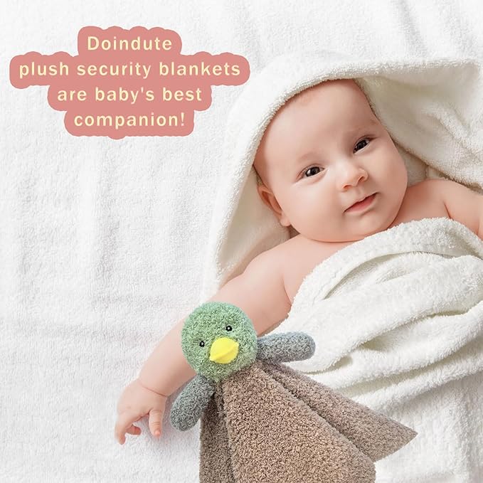 Baby Mallard Duck Soft Stuffed Animal Security Blanket, Plush Green Duck Character Lovey Blanket, Baby Shower/Nursery Gift, Newborn Infant Toddler Snuggle Blankie for Boys Girls, 18 Inches
