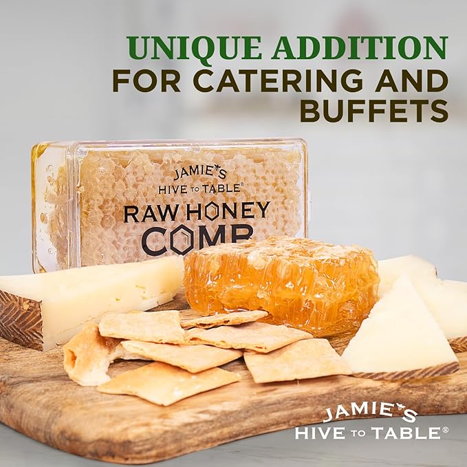 Jamie's Hive To Table 100% Raw Honeycomb, 48 Oz (Pack of 12) – All-Natural Pure Georgia Honeycomb – Fresh Georgia Honeycomb with Bee Pollen and Propolis, No Additives or Preservatives, Non-GMO