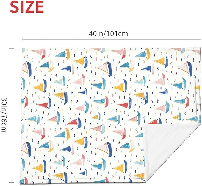 Baby Blanket Boats Childish for Boy Girl Newborn 30x40 Inch Toddler Infant Nursery Throw Blankets Double Layer Comfy Soft Plush Stroller Crib Quilt