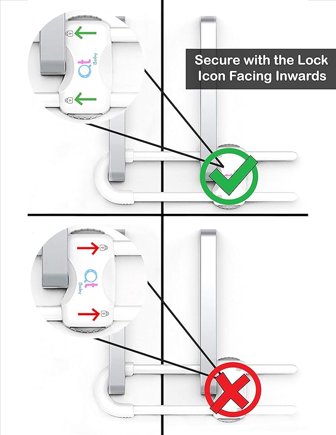20 Pack - Baby Proofing Cabinet Locks Adjustable U Shaped Baby Safety Latches for Drawers, Fridge, Closet Modern Baby Proofing Cabinet Lock with Extra Secure Lock Buttons (White)