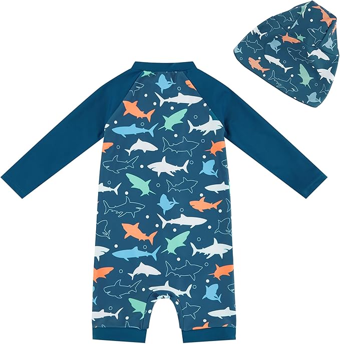 UMELOK Baby Boys UPF 50+ Sun Protection One Piece Rashguard Swimsuit with Snap Bottom