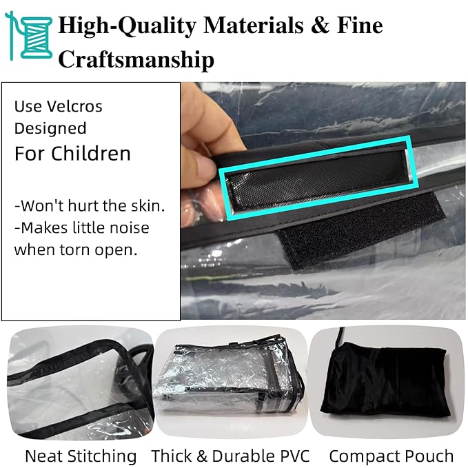 Stroller Rain Cover Compatible with Wonderfold W4 Wagon, 4 Seater Wagon Stroller Rain Cover Waterproof and Windproof(Stroller Wagon Not Included)