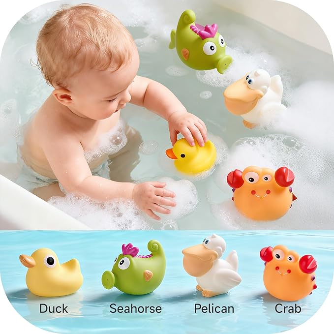Baby Bath Toys, Toddler Bath Toys for Boys Girls, Frog Bathtub Toy with Floating Swimming Toys and Water Guns, Shower Toy for Kids