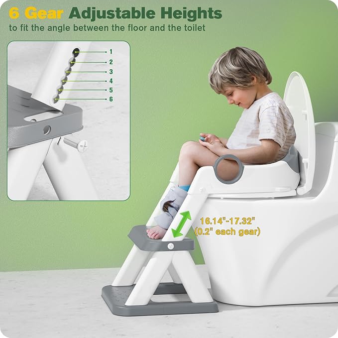 Potty Training Seat, Upgrade Toddler Toilet Seat for Kids Boys Girls, 2 in 1 Potty Training Toilet for Kids, Splash Guard Anti-Slip Pad Step Stool(Upgraded Cushion)