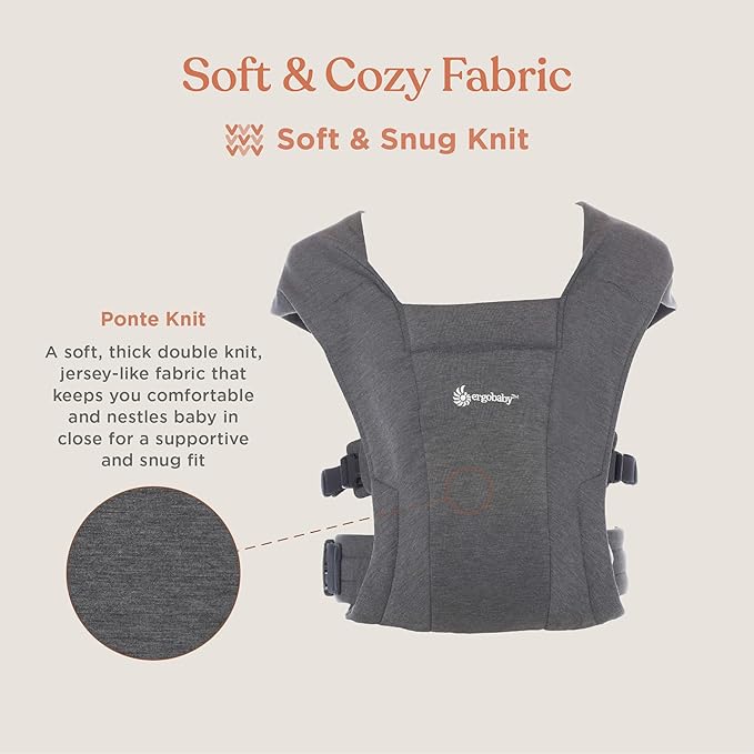 Ergobaby Embrace Baby Carrier Newborn to Toddler - Breathable Baby Carriers for Summer - Cozy Essentials (7-25 Pounds), Soft Air Mesh, Washed Black