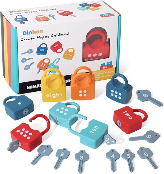 Kids Learning Locks with Keys Numbers Matching & Counting Montessori Educational Toys for Ages 3 yrs+ Boys and Girls Preschool Games Gifts