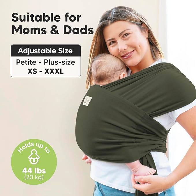 KeaBabies Baby Wrap Carrier Ring Sling - Easy to Wear, Adjustable D-Lite Baby Carrier Newborn to Toddler, Infant Carrying Shirt, Hands Free Bonding, Breathable Fabric Wearing Wrap (Forest)