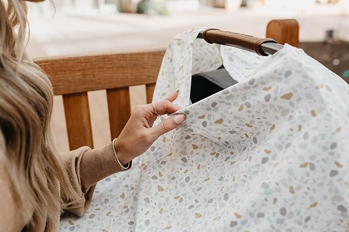 Copper Pearl Multi-Use Cover: Car Seat Covers, Nursing Cover, and Stroller Cover for Sun - Stretchy Fabric, All-Season Use, Stylish Designs, Easy Access for Moms - Arlo