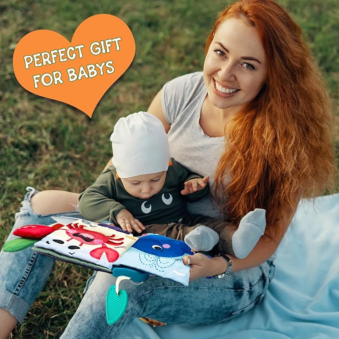 Baby Books Toys, Ocean Pals Touch and Feel Music Cloth Book for Infant Baby 6-12-18 Months, Early Learning Education Shower Easter Gifts for Boys Girls (Ocean Pals)
