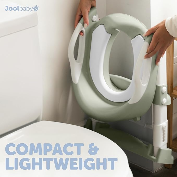 Jool Baby Potty Training Seat with 2 Step Ladder for Toddlers - Splash Guard, Adjustable Height (Sage)