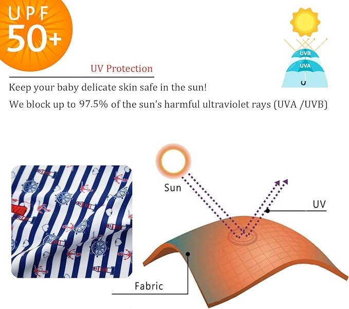 UMELOK Baby Boys UPF 50+ Sun Protection One Piece Rashguard Swimsuit with Snap Bottom