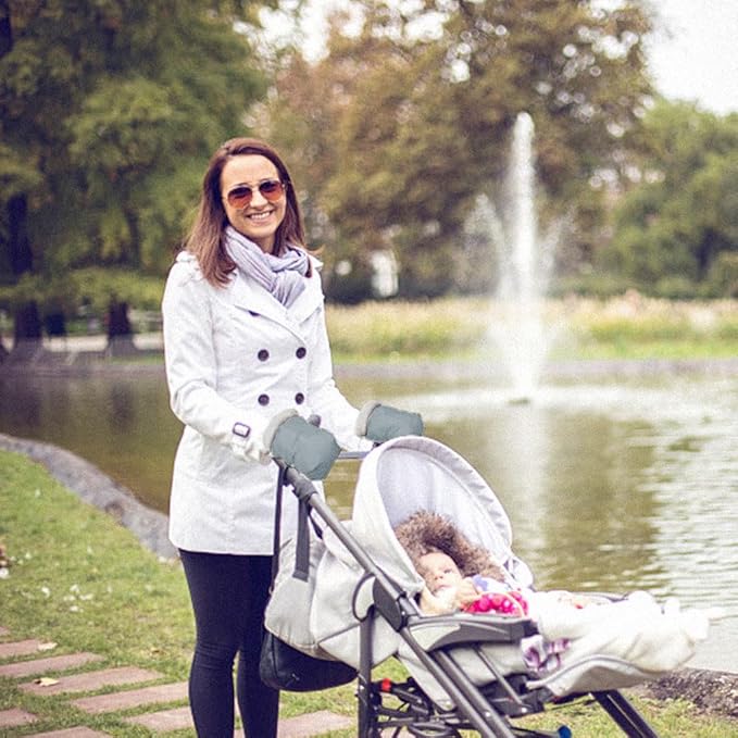 1 Pair Baby Stroller Gloves,Stroller Hand Muff Warm Gloves,Extra Thick Warm Waterproof Anti-Freeze Gloves for Parents Caregivers Carriage Handmuffs Stroller Accessories (Grey)