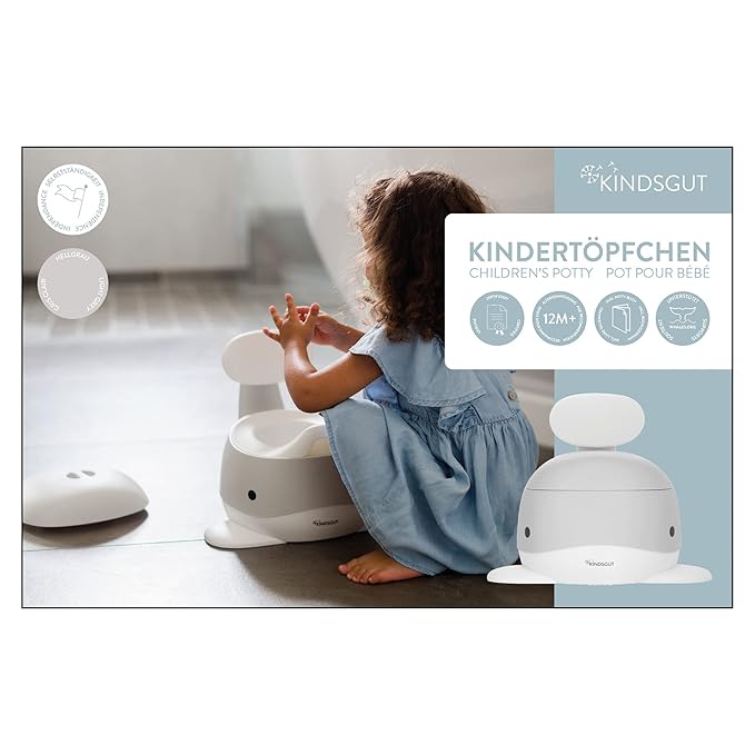 Kindsgut Potty Training Toilet in Whale Design, Designed in Germany, Potty Training in a Beautiful Design, Light Grey