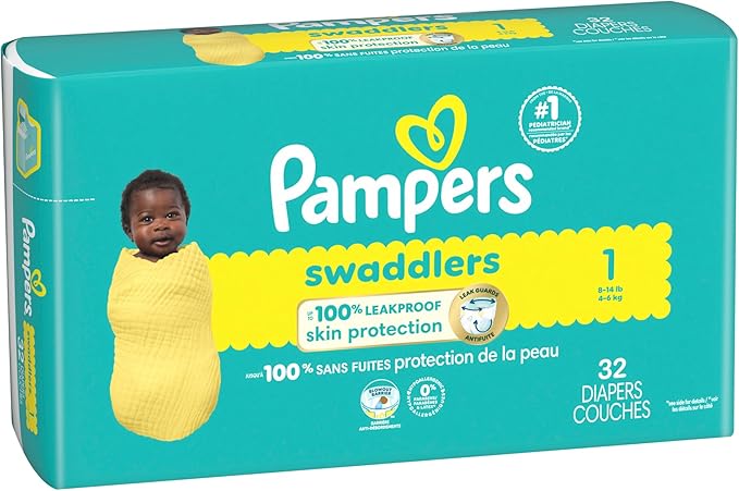 Pampers Baby Diapers - Swaddlers - Size 1, 32 Count, Ultra Absorbent Disposable Infant Diaper