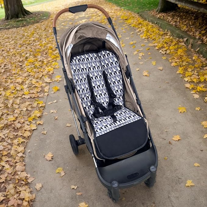 Universal Baby Stroller Cushion Soft Printed Stroller Seat Liner-Reversible for Baby Carrier Pram Infant Car Seat Insert-78x40cm,1 Pack (Triangle)