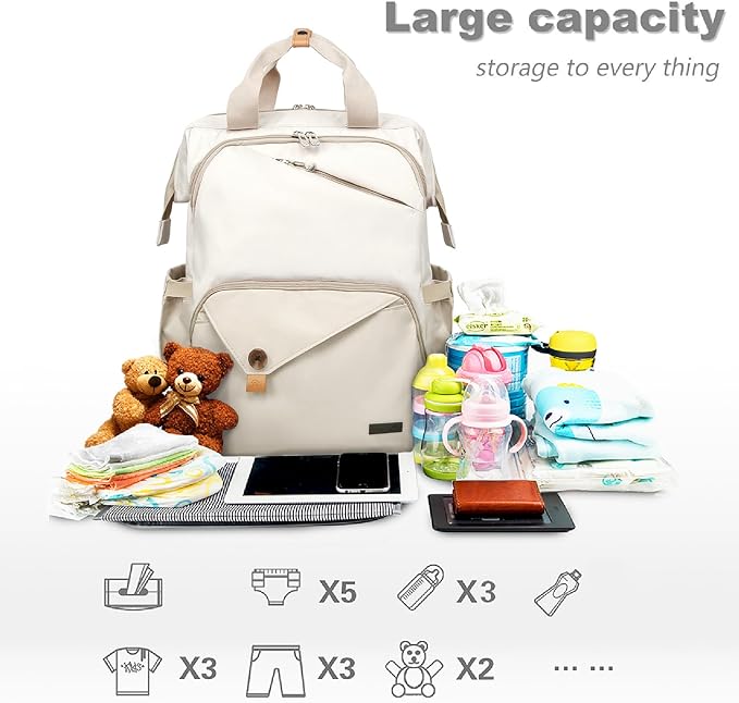 Hap Tim Baby Diaper Bag for Boys Girls, Large Backpack Diaper Bags with Double Compartments, Baby Registry Search Shower Gifts Stuff Newborn Must Haves(7340-KK)