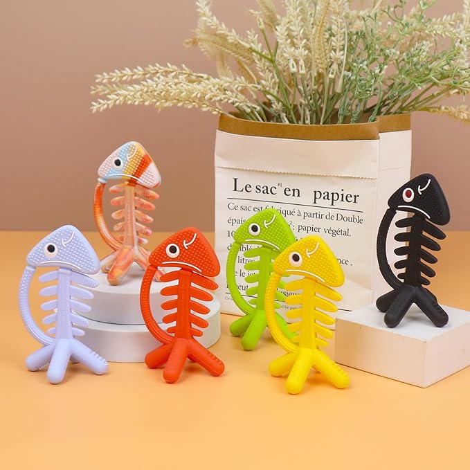 3in1 Infant Toys, Baby Teething Toys 0-3-6-12 Months, Teethers for Babies 3-6 6-12 Months for Teething Relief, Gifts,Silicone,Sensory,Baby Toys 0-6 Months,USA Patent Pending,Yellow Fish