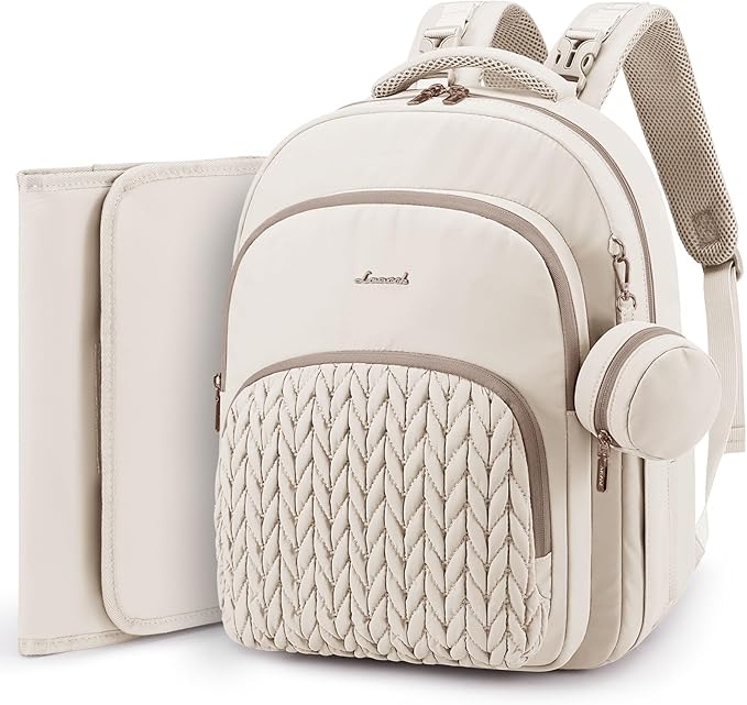 LOVEVOOK Diaper Bag Backpack, Baby Bag with Changing Pad for Mom Dad, Large Waterproof Mommy Bag with Stroller Buckles, Travel Essential with Pacifier Case & Insulated Bottle Pockets, Beige-khaki