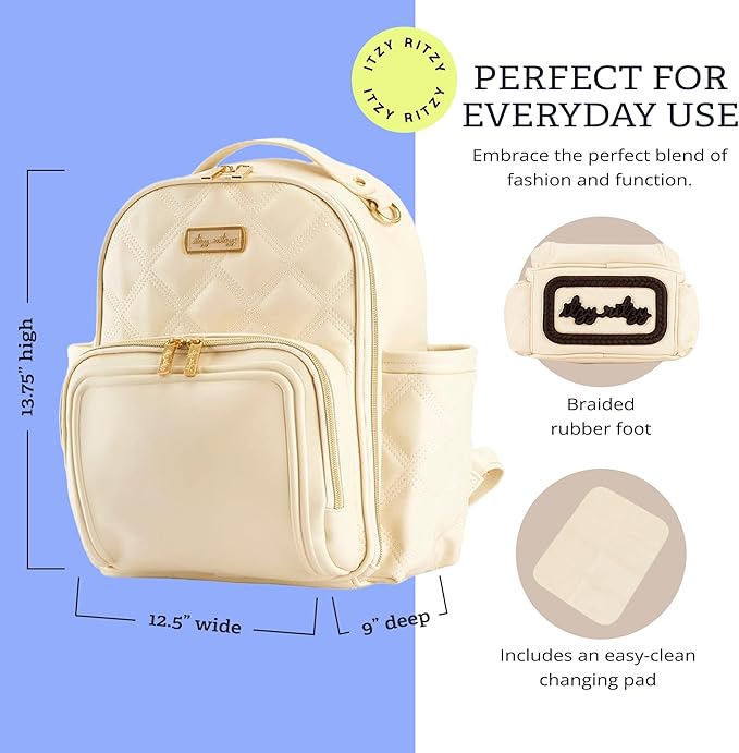 Itzy Ritzy Baby Mini Plus Diaper Bag, Milk & Honey