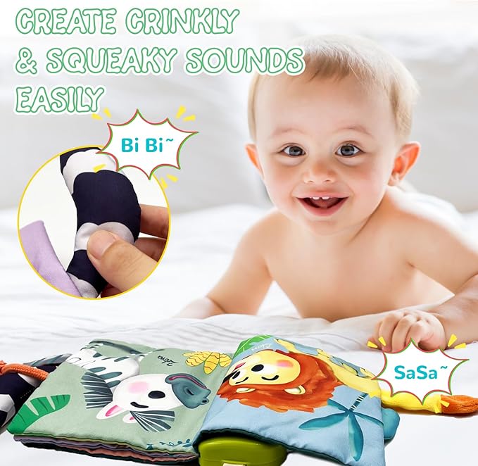 Baby Books Toys, Ocean Pals Touch and Feel Music Cloth Book for Infant Baby 6-12-18 Months, Early Learning Education Shower Easter Gifts for Boys Girls (Animal Pals)