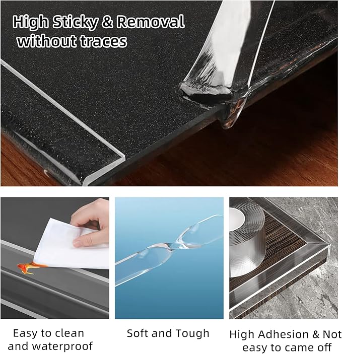 Edge Corner Protector Baby Proofing,Soft Clear Furniture Table Corner Guard & Edge Safety Cabinet Door Bumper,Crib Bumpers,Wall Protector(4Ft x 0.8" W x 0.08" Th)