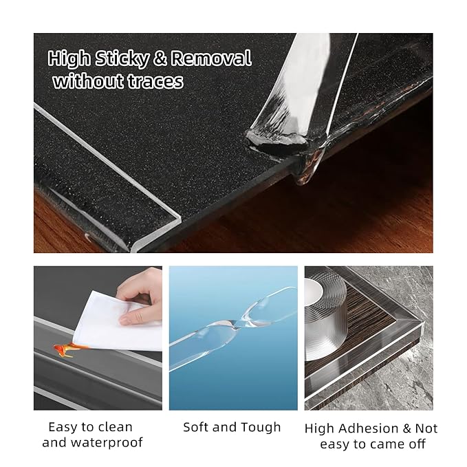 Clear Soft Corner Protectors for Furniture Strip,0.8in x 9.84FT,Sharp Edge & Table Bumper,Cabinet,Window Sill,Wall Corner Protector,Baby Proof Corners and Edges,3 Rolls