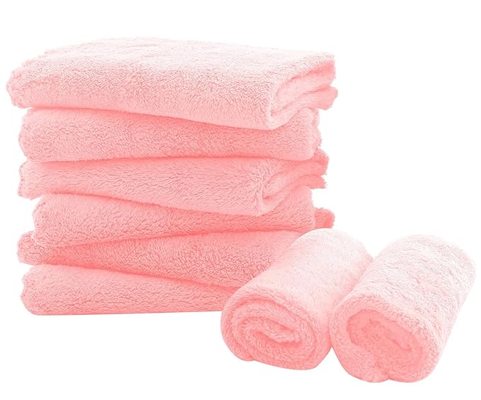 8 Pack Large Burp Cloths for Baby - 20" by 10" Ultra Absorbent Burping Cloth, Hand Washcloths, Newborn Towel - Milk Spit Up Rags - Burpy Cloths for Unisex, Boy, Girl - Burp Cloths Set(Pink)