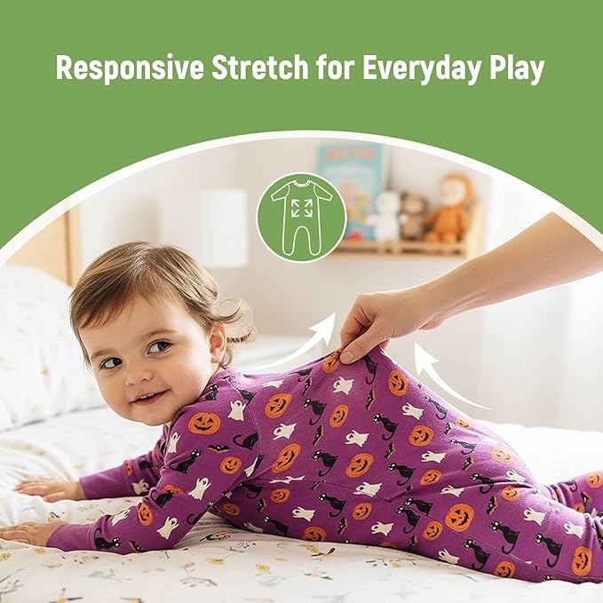 OPAWO Viscose from Bamboo Baby Pajamas Girl 2pack Mittens Cuff 2 Way Zipper Soft Footless Sleeper Baby Boy One-Piece Romper