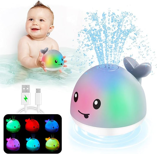 Baby Bath Toys, Toddler Bath Toys for Kids Ages 1-3, Light Up Whale Bath Toy Sprinkler, Pool Water Table Infant Baby Toys 6-12-18 Months, Bathtub Fountain Toy, Toddler 1st Birthday 1 2 3 Gifts