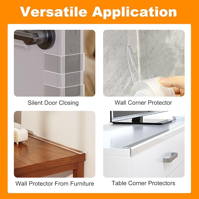 Corner Protectors Baby Proofing,0.8 in x 13.12 FT Clear Edge Protector Strip with 6 Furniture Corner Guards,Cabinets,Tables and Window Sill Sharp Corner Safety Bumpers