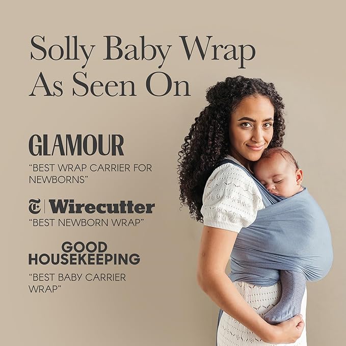 Solly Baby Wrap, Buttery-Soft Baby Carrier Newborn to Toddler 8-25 Lbs., Lightweight & Hands-Free Infant Sling Wrap, Breathable Summer Carrier, Baby Wearing & Postpartum Essential, New Mom Gift, Black