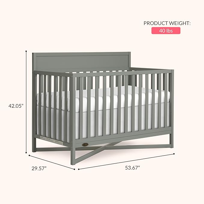 Dream On Me Owen 5-in-1 Convertible Full-Size Baby Crib in Seagrass, GreenGuard Gold & JPMA, Converts to Toddler, Day, & Full-Size Bed, Non-Toxic Paint, Safe Sleep Environment