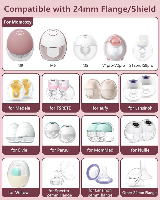 8pcs Flange Insert 18mm Compatible with Compatible with Momcozy M9/M6/M5/S12 Pro/V1 Pro/V2 Pro,for Spectra/Medela/MomMed/eufy/Lansinoh/Elvie Breast Pump,Replace for Momcozy Breast Pump Parts Shield