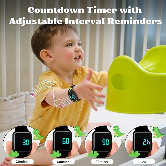 Toddler Potty Training Set – Potty Training Watch with Musical/Vibration Alerts, Fun Board Book, Progress Chart & Reward Stickers – Interactive Toilet Learning Kit for Boys and Girls Ages 2-6