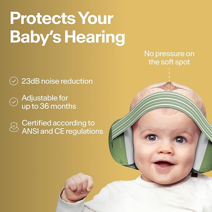 Alpine Muffy Baby Ear Protection for Babies and Toddlers up to 36 Months - CE & ANSI Certified - Noise Reduction Earmuffs - Comfortable Baby Headphones Against Hearing Damage & Improves Sleep - Yellow