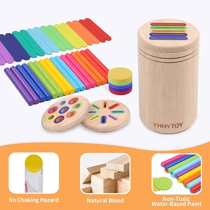 Montessori Toys for 2 3 4 Years Old, 3 in 1 Educational Sensory Color Sorting Toys for Toddlers 1-3, Fine Motor Skills Preschool Learning Activities, 2 3 4 Year Old Girls Boys Birthday Gifts