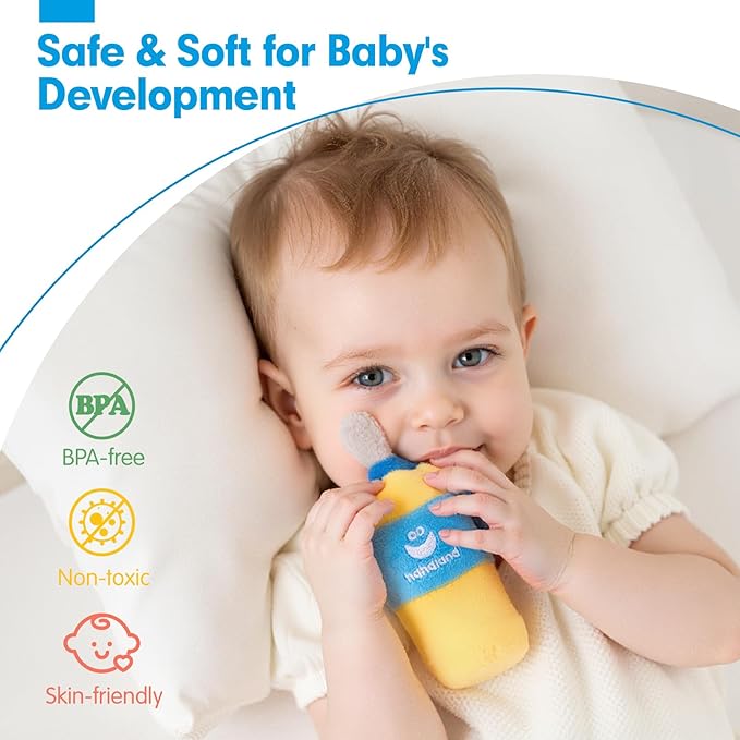 hahaland Baby Toys 6-12 Months - Baby Toys 3-6 Months Montessori Toy for 6 Month Old, Sensory Toy for Babies Workout Weights Dumbbell Toy Set with Soft Rattles Mirror, Babies Girl Boy Gifts