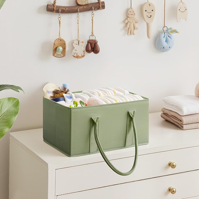 GRANNY SAYS Baby Diaper Caddy Organizer, Baby Bag for Diapers and Baby Wipes, Nurse Baskets for Changing Table, Car Organizer, Gift for Baby Shower, Newborn Essentials, Green